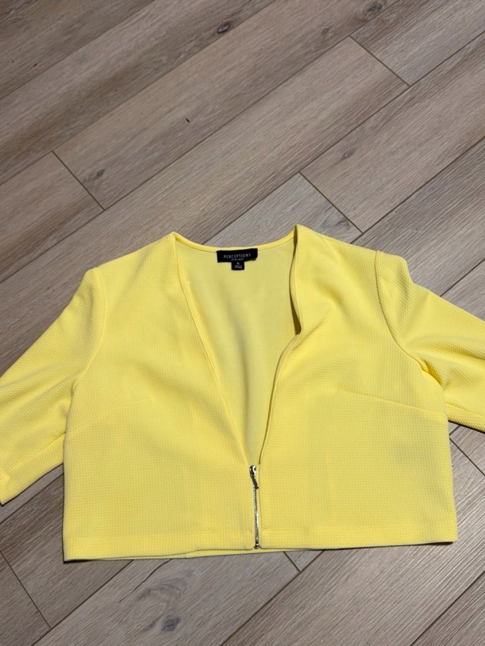 Perceptions Bright Yellow Cropped Zip Jacket